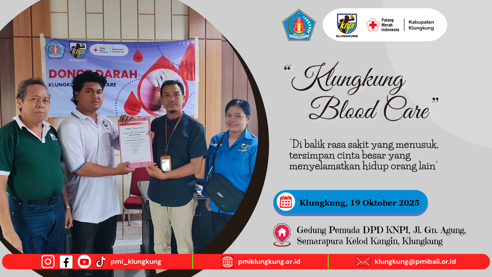 “Klungkung Blood Care” Peringati Hari Sumpah Pemuda, Aksi Nyata Bersama KNPI Klungkung